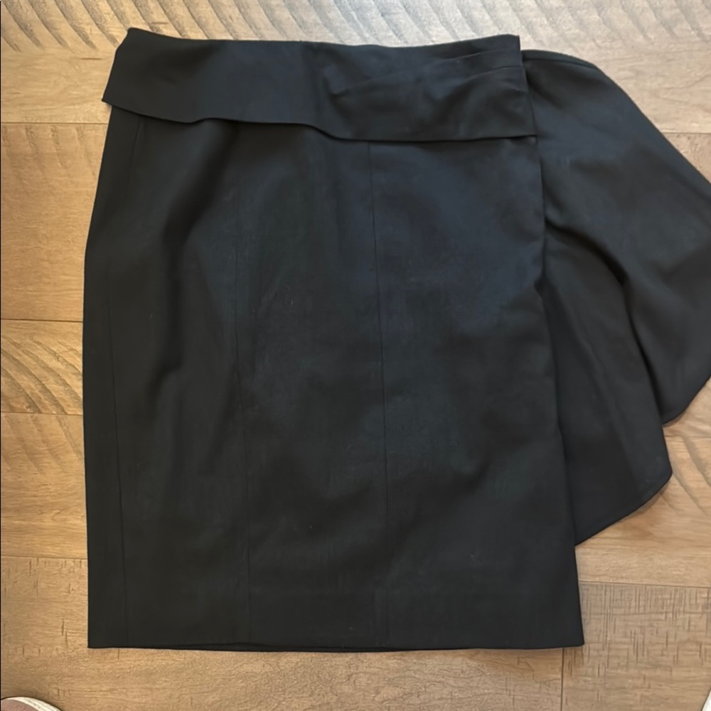 Black Asymmetrical Pencil Skirt Knee-Length